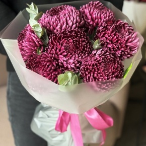 Букет "Виноградный" из 7 хризантем Бигоуди в Королеве