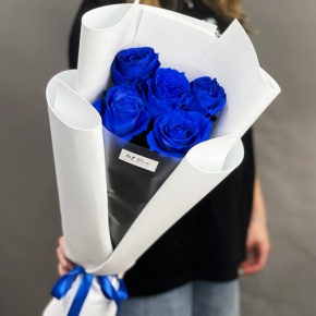 Букет из 5 синих роз Эквадор в Королеве