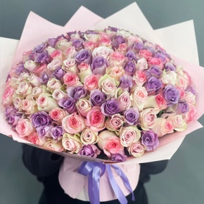 Букет из 101 розы нежный микс (40 см) в Королеве