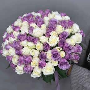 Букет "Фиолетовый микс" из 101 розы (40 см) в Королеве