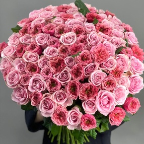 Нежный букет из 101 розы Риджентс парк и Аваланж микс  (70 см) в Королеве