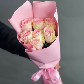 Букет 7 Кенийских розовых роз (40 см) в Королеве