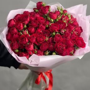 Букет из 17 красных кустовых пионовидных роз (50 см) в Королеве
