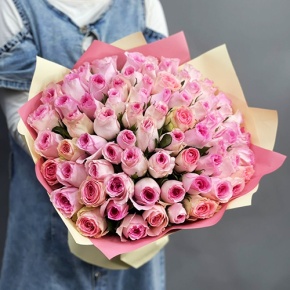 Букет из 75 розовых роз кения (40 см) в Королеве
