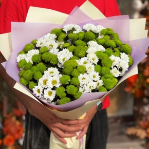 Букет "Сезам" из 21 хризантемы сантини микс в Королеве